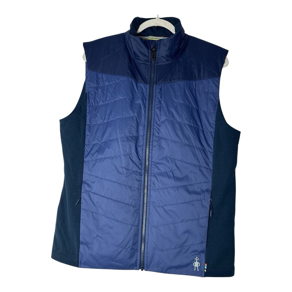 SmartWool Smartloft Vest Men's Large Navy Wool Blend Outdoor Cozy Full Zip